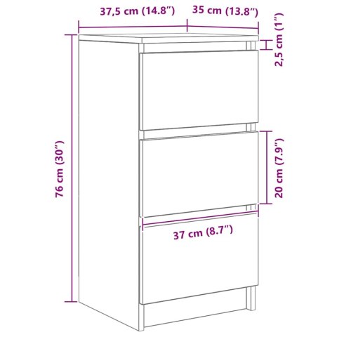 VidaXL Komoda Dąb wędzony 37,5x35x76 cm Drewno klejone