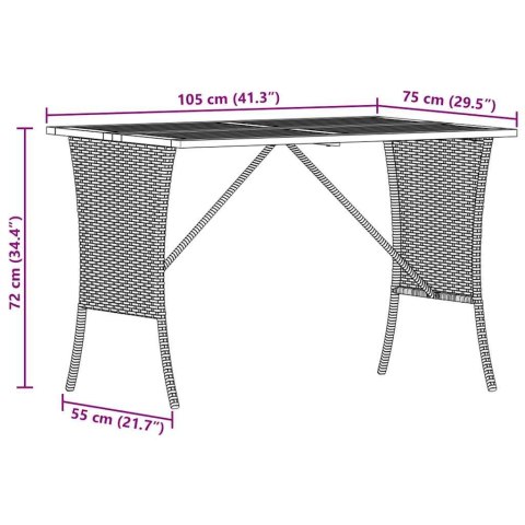 VidaXL Stół ogrodowy z blatem z drewna akacjowego beżowy 105x75x72 cm