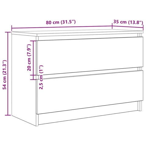  Szafka RTV Biała 80x35x54 cm Drewno klejone