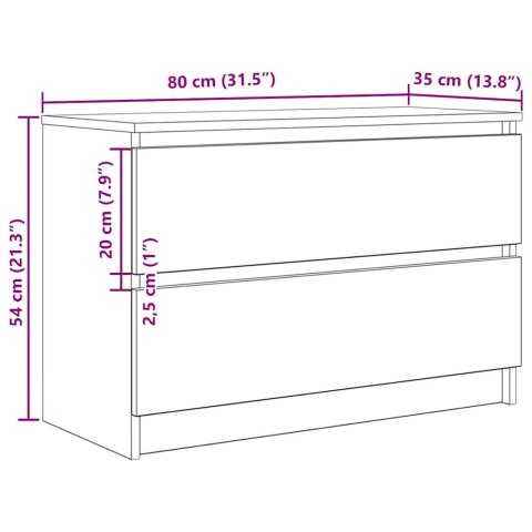 VidaXL Szafka RTV Dąb wędzony 80x35x54 cm Drewno klejone