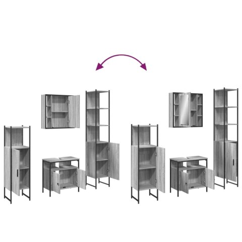 VidaXL 4-częściowy zestaw szafek łazienkowych, szary dąb sonoma