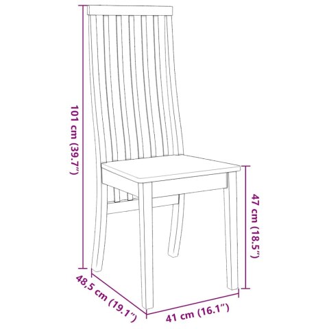VidaXL Krzesła do jadalni 2 szt. Białe lite drewno gumowe