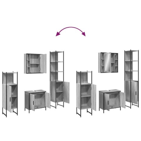 VidaXL 4-częściowy zestaw szafek łazienkowych, szary dąb sonoma
