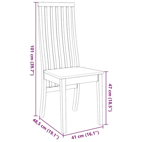 VidaXL Krzesła do jadalni 2 szt. lite drewno guma