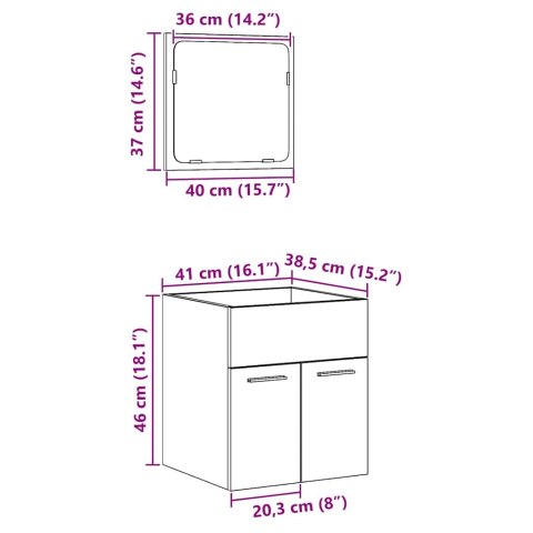  2-częściowy zestaw mebli łazienkowych, kolor starego drewna