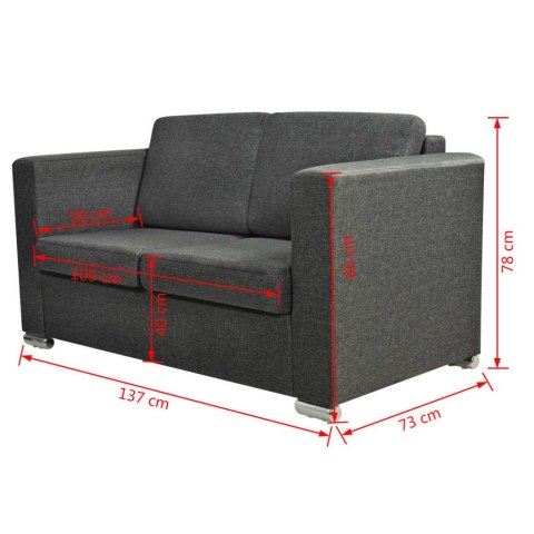  2 osobowa sofa tapicerowana ciemnoszara