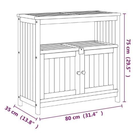  Ogrodowy stolik konsolowy, 80x35x75 cm, lite drewno akacjowe