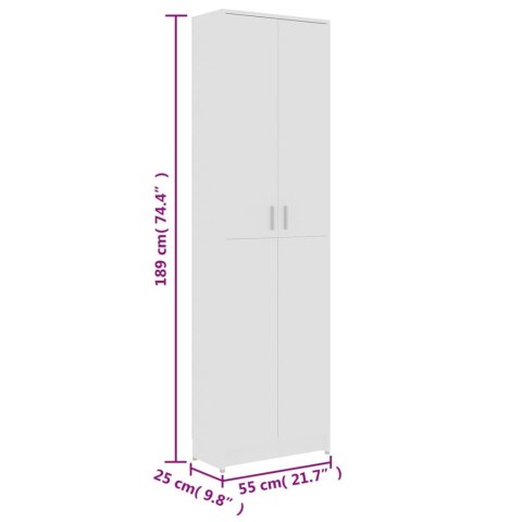  Szafa do przedpokoju biała 55x25x189 cm materiał drewnopochodny