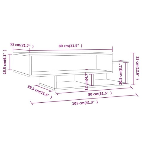  Stolik kawowy, brązowy dąb 105x55x32 cm materiał drewnopochodny