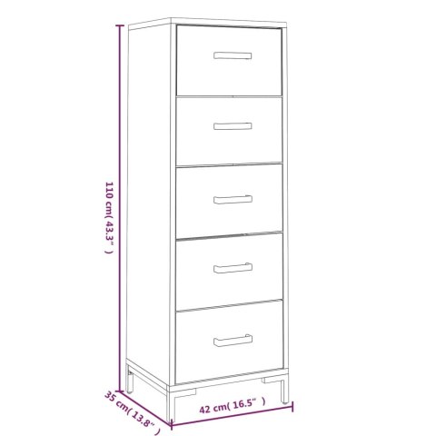  Komoda, 42x35x110 cm, lite drewno sosnowe