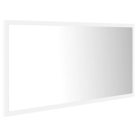  Lustro łazienkowe z LED, białe, 90x8,5x37 cm, akryl