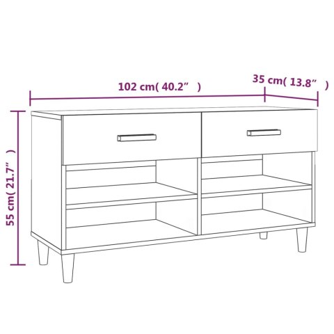  Szafka na buty, biała, 102x35x55 cm, materiał drewnopochodny