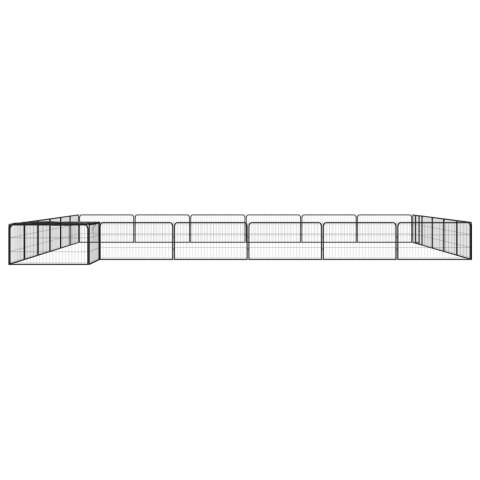  Kojec dla psa, 24 panele, czarny, 100x50 cm, stal