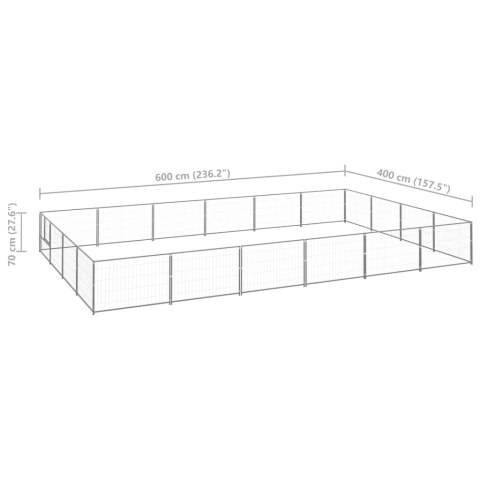  Kojec dla psa, srebrny, 24 m², stalowy