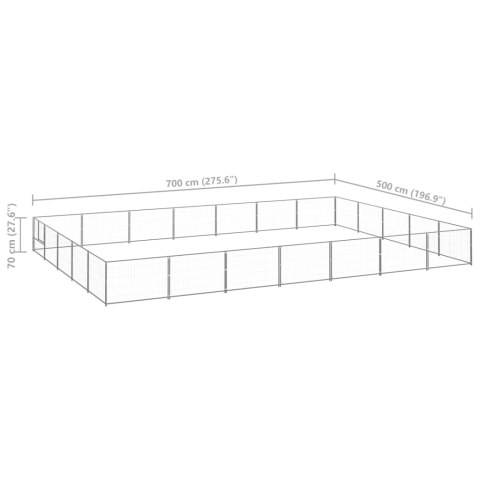  Kojec dla psa, srebrny, 35 m², stalowy