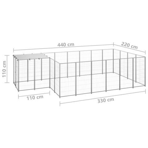  Kojec dla psa, srebrny, 8,47 m², stalowy