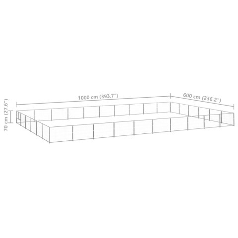  Kojec dla psa, srebrny, 60 m², stalowy