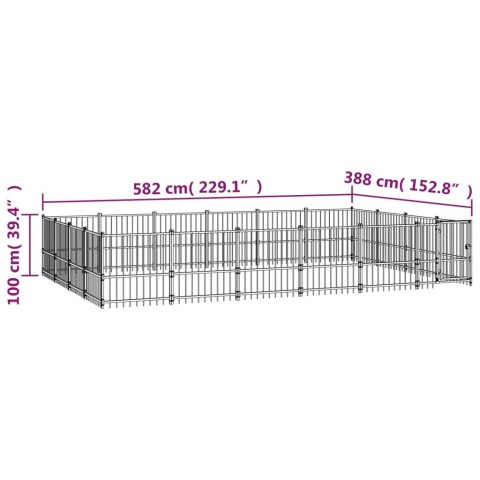  Kojec zewnętrzny dla psa, stalowy, 22,58 m²