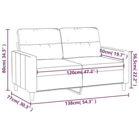  Sofa 2-osobowa, ciemnoszara, 120 cm, tapicerowana tkaniną