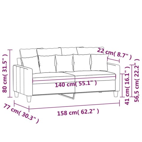  Sofa 2-osobowa, ciemnoszara, 140 cm, tapicerowana tkaniną