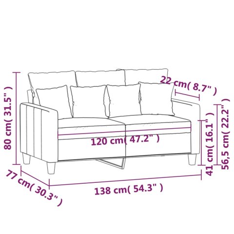  Sofa 2-osobowa, czarna, 120 cm, tapicerowana tkaniną