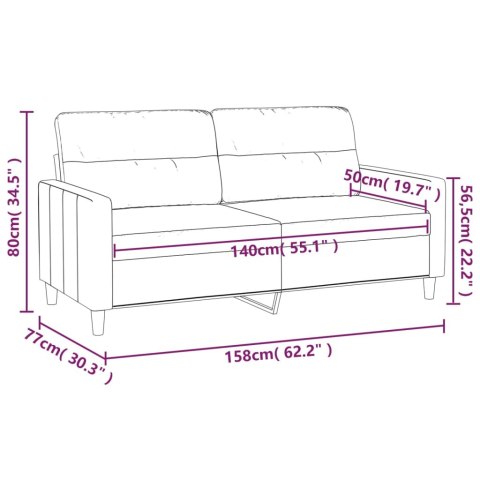  Sofa 2-osobowa, jasnożółta, 140 cm, tapicerowana tkaniną