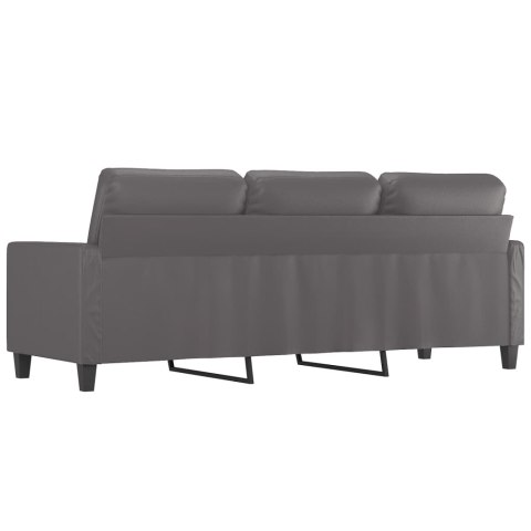  3-osobowa sofa, szara, 180 cm, sztuczna skóra