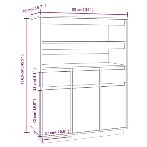  Szafka, 89x40x116,5 cm, lite drewno sosnowe