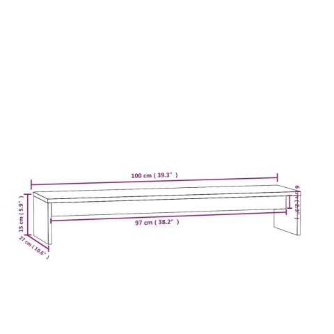  Podstawka na monitor, 100x27x15 cm, lite drewno sosnowe