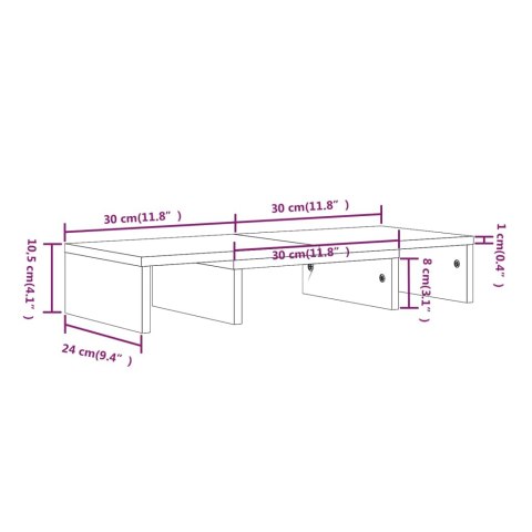  Podstawka na monitor, 60x24x10,5 cm, lite drewno sosnowe