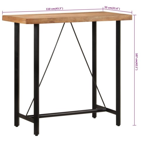  Stolik barowy, 110x55x107 cm, lite drewno akacjowe i żelazo