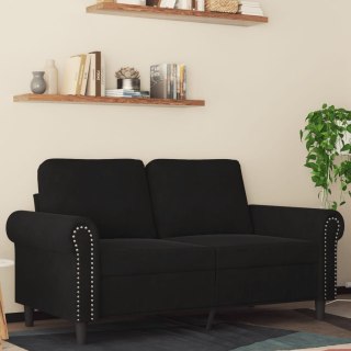  Sofa 2-osobowa, czarna, 120 cm, tapicerowana aksamitem