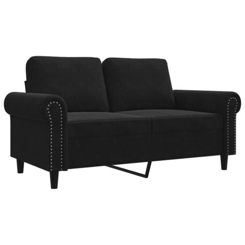  Sofa 2-osobowa, czarna, 120 cm, tapicerowana aksamitem