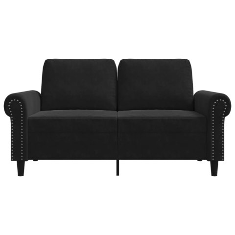  Sofa 2-osobowa, czarna, 120 cm, tapicerowana aksamitem