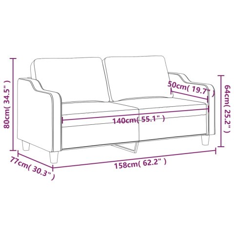  Sofa 2-osobowa, jasnoszara, 140 cm, tapicerowana tkaniną