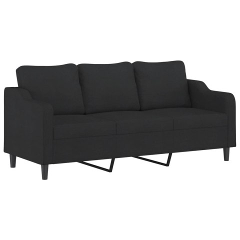  Sofa 3-osobowa, czarna, 180 cm, tapicerowana tkaniną