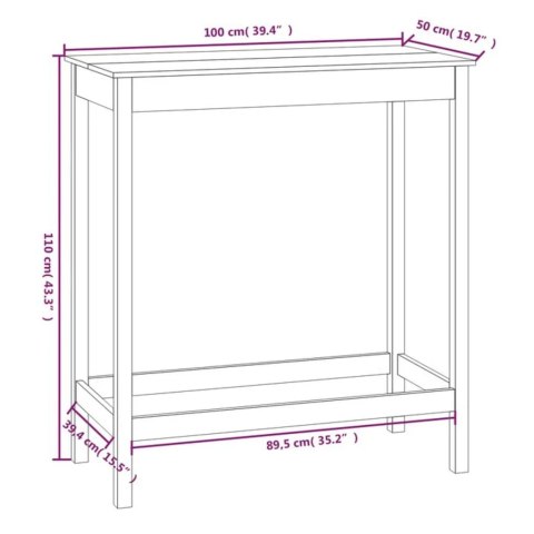  Stolik barowy, 100x50x110 cm, lite drewno sosnowe