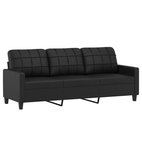  2-osobowa sofa z poduszkami, czarna, sztuczna skóra