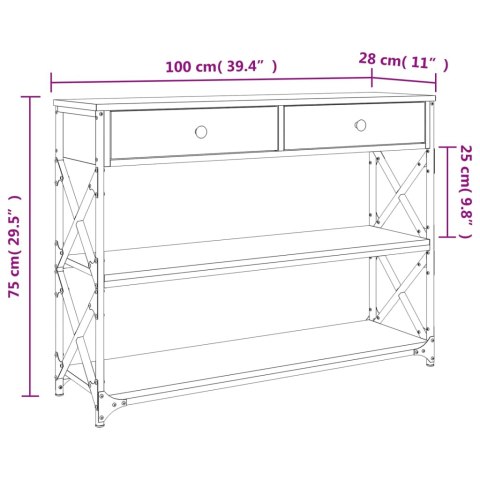  Stolik konsolowy, czarny, 100x28x75 cm, materiał drewnopochodny