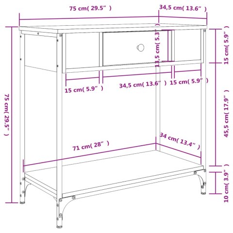  Stolik konsolowy, czarny, 75x34,5x75 cm