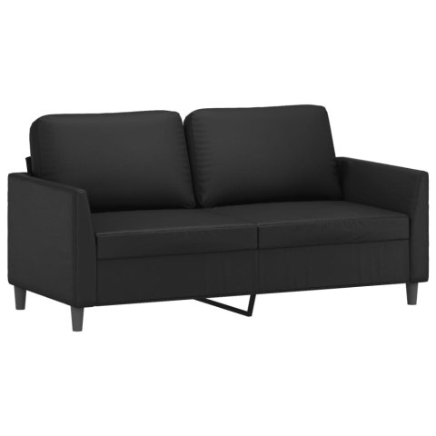  2-osobowa sofa z poduszkami, czarna, sztuczna skóra