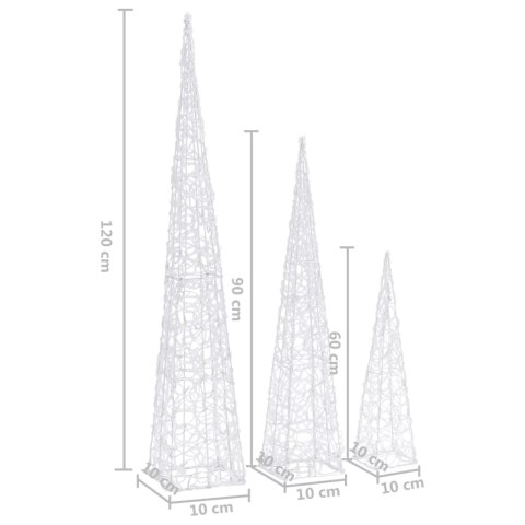  Zestaw stożków dekoracyjnych, kolorowy, LED, 60/90/120 cm