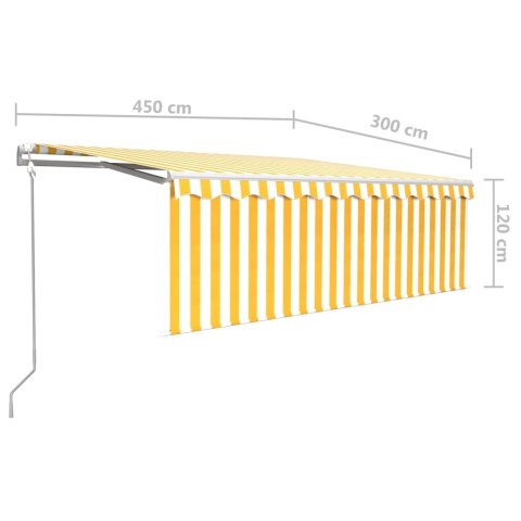  Automatycznie zwijana markiza, LED i czujnik wiatru, 4,5x3 m