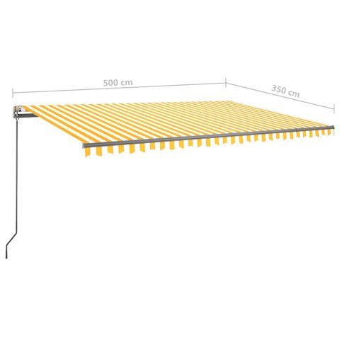  Ręcznie zwijana markiza z LED, 500x350 cm, żółto-biała