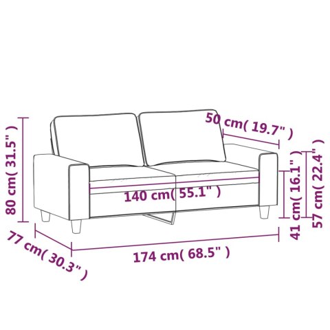  Sofa 2-osobowa, ciemnoszara, 140 cm, tapicerowana tkaniną