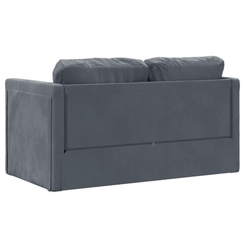  Sofa podłogowa 2-w-1, ciemnoszara, 122x204x55 cm, aksamit