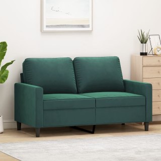  Sofa 2-osobowa, ciemnozielona, 120 cm, tapicerowana aksamitem