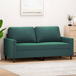  Sofa 2-osobowa, ciemnozielona, 140 cm, tapicerowana aksamitem