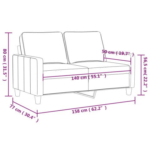  Sofa 2-osobowa, ciemnozielona, 140 cm, tapicerowana aksamitem