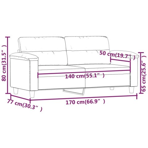  2-osobowa sofa, szary, 140 cm, sztuczna skóra